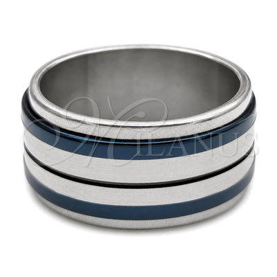 Stainless Steel Mens Ring, Double Design, Black Enamel Finish, Steel Finish, 01.63.0694.09 (Size 9) for wholesale, main product view