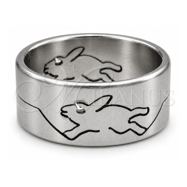 Stainless Steel Mens Ring, Star and Love Design, Polished, Steel Finish, 01.63.0715.07 (Size 7)