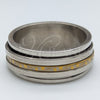 Stainless Steel Mens Ring, Double Design, Polished, Two Tone, 01.63.0716.05 (Size 5)