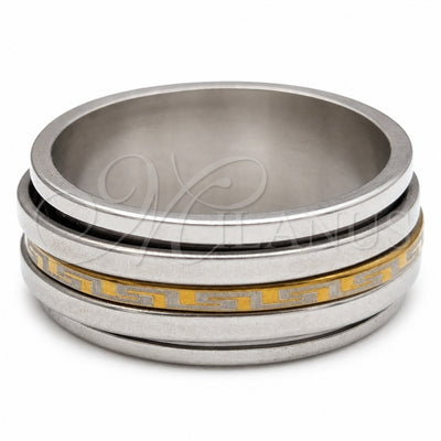Stainless Steel Mens Ring, Double Design, Polished, Two Tone, 01.63.0716.07 (Size 7) for wholesale, main product view