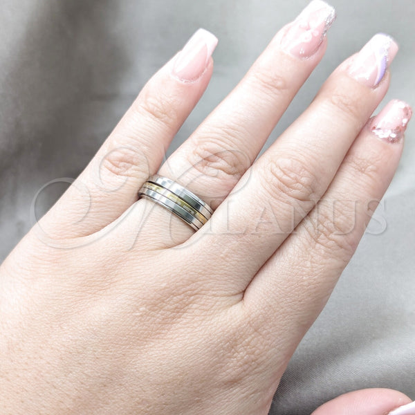 Stainless Steel Ring — Mens Ring Double Design Polished Two Tone 01.63. — alternate product view — SKU 161322 | Acero Inoxidable anillo — para hombre Ring Double diseño pulido Two Tone 01.63. — SKU 161322