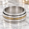 Stainless Steel Mens Ring, Double Design, Polished, Two Tone, 01.63.0716.08 (Size 8)