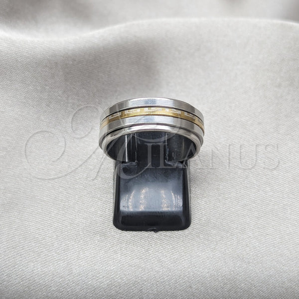 Stainless Steel Ring — Mens Ring Double Design Polished Two Tone 01.63. — main product view — SKU 161323 | Acero Inoxidable anillo — para hombre Ring Double diseño pulido Two Tone 01.63. — SKU 161323