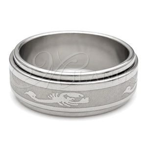 Stainless Steel Mens Ring, Scorpion and Double Design, Polished, Steel Finish, 01.63.0720.07 (Size 7)