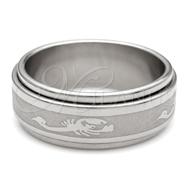 Stainless Steel Mens Ring, Scorpion and Double Design, Polished, Steel Finish, 01.63.0720.07 (Size 7) for wholesale, main product view