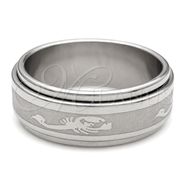 Stainless Steel Mens Ring, Scorpion and Double Design, Polished, Steel Finish, 01.63.0720.07 (Size 7)