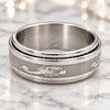 Stainless Steel Mens Ring, Double Design, Polished, Steel Finish, 01.63.0720.08 (Size 8)