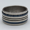 Stainless Steel Mens Ring, Black Enamel Finish, Two Tone, 01.63.0722.07 (Size 7)