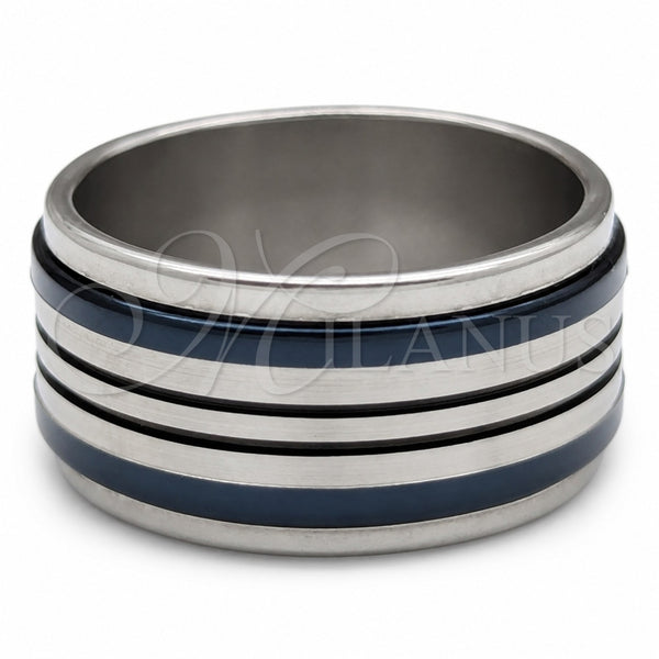 Stainless Steel Mens Ring, Black Enamel Finish, Two Tone, 01.63.0722.07 (Size 7)