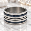 Stainless Steel Mens Ring, Black Enamel Finish, Two Tone, 01.63.0722.08 (Size 8)
