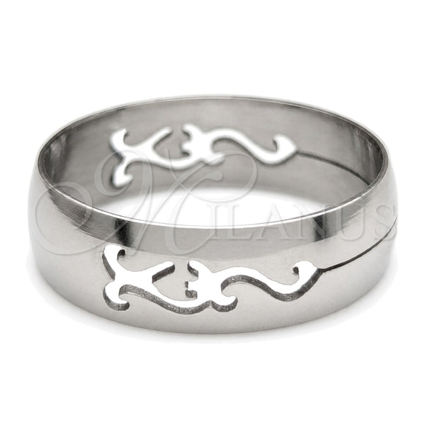 Stainless Steel Mens Ring, Black Polished, Steel Finish, 01.63.0724.08 (Size 8)