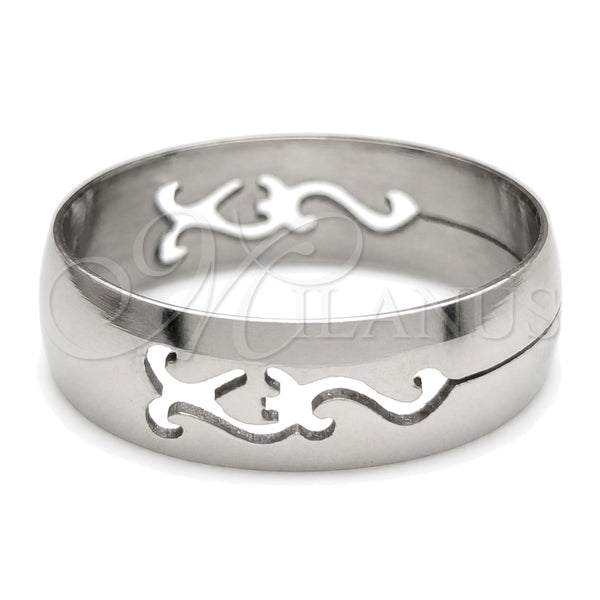 Stainless Steel Mens Ring, Black Polished, Steel Finish, 01.63.0724.08 (Size 8)