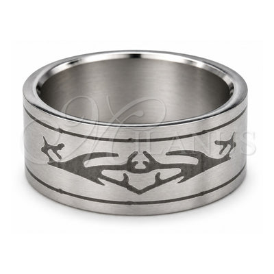 Stainless Steel Mens Ring, Black Brushed Finish, Steel Finish, 01.63.0725.07 (Size 7)