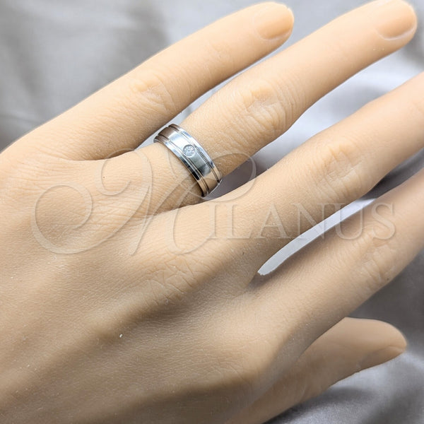 Stainless Steel Ring — Mens Ring with White Crystal Polished 01.63. Size — alternate product view — SKU 161340 | Acero Inoxidable anillo — para hombre Ring with cristal blanco pulido 01.63. Size — SKU 161340