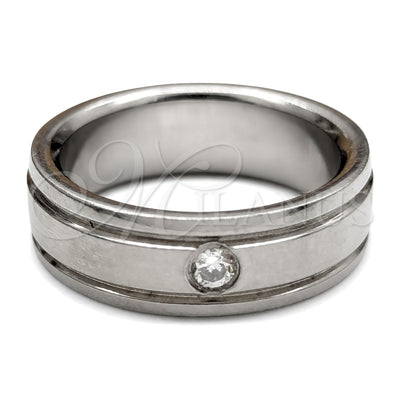 Stainless Steel Mens Ring, with White Crystal, Polished, Steel Finish, 01.63.0727.07 (Size 7) for wholesale, main product view
