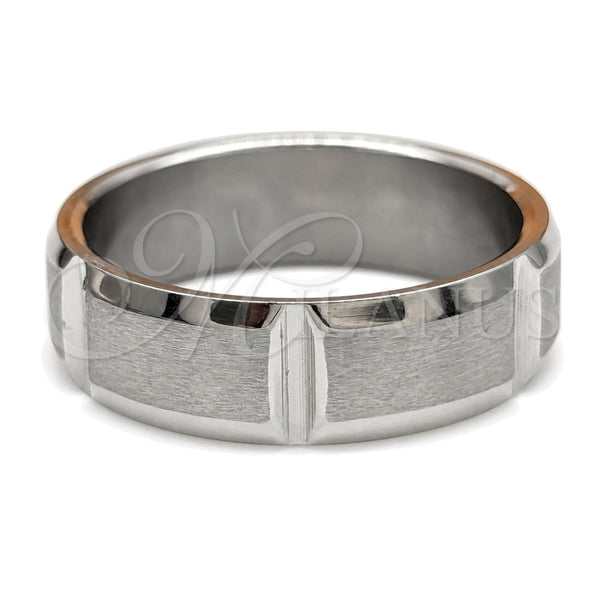 Stainless Steel Mens Ring, Brushed Finish, Steel Finish, 01.63.0730.08 (Size 8)