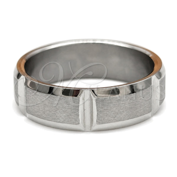 Stainless Steel Mens Ring, Brushed Finish, Steel Finish, 01.63.0730.08 (Size 8)