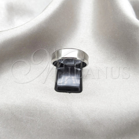 Stainless Steel Mens Ring, Double and Cross Design, Matte Finish, Steel Finish, 01.63.0734.08 (Size 8)
