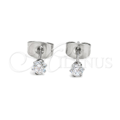 Stainless Steel Stud Earring, with White Cubic Zirconia, Matte Finish, Steel Finish, 02.63.2848 for wholesale, main product view