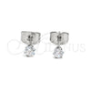 Stainless Steel Stud Earring, with White Cubic Zirconia, Matte Finish, Steel Finish, 02.63.2848