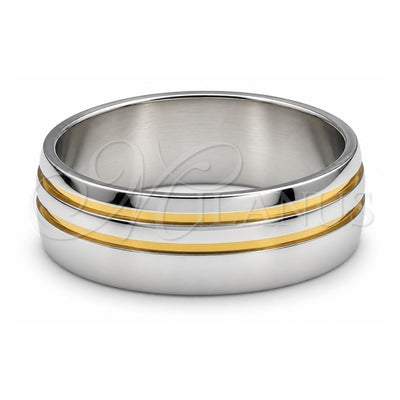 Stainless Steel Mens Ring, Polished, Two Tone, 01.63.0736.05 (Size 5)