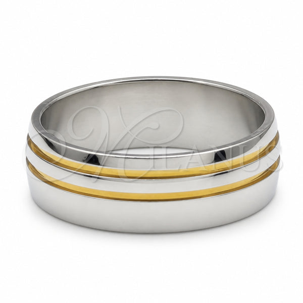 Stainless Steel Mens Ring, Polished, Two Tone, 01.63.0736.05 (Size 5)