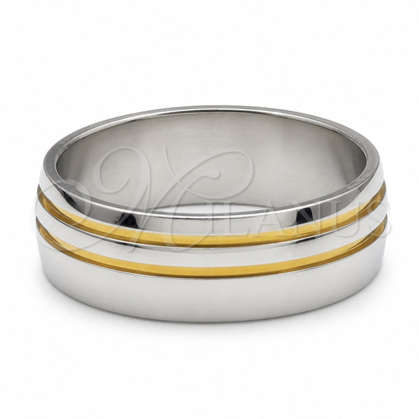 Stainless Steel Mens Ring, Polished, Two Tone, 01.63.0736.05 (Size 5)