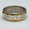 Stainless Steel Mens Ring, Dragon-Fly Design, with White Crystal, Polished, Two Tone, 01.63.0737.05 (Size 5)