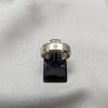 Stainless Steel Mens Ring, Dragon-Fly Design, with White Crystal, Polished, Two Tone, 01.63.0737.05 (Size 5)