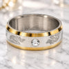 Stainless Steel Mens Ring, Dragon-Fly Design, with White Crystal, Polished, Two Tone, 01.63.0737.07 (Size 7)