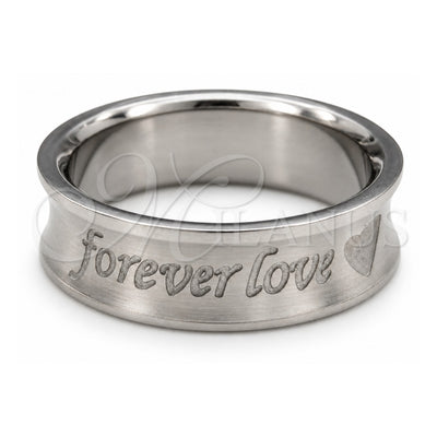 Stainless Steel Mens Ring, Love and Heart Design, Polished, Steel Finish, 01.63.0738.07 (Size 7)