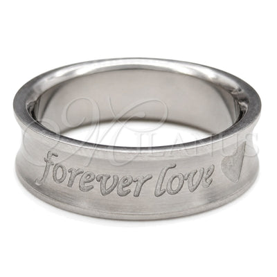 Stainless Steel Mens Ring, Love and Heart Design, Polished, Steel Finish, 01.63.0738.07 (Size 7) for wholesale, main product view