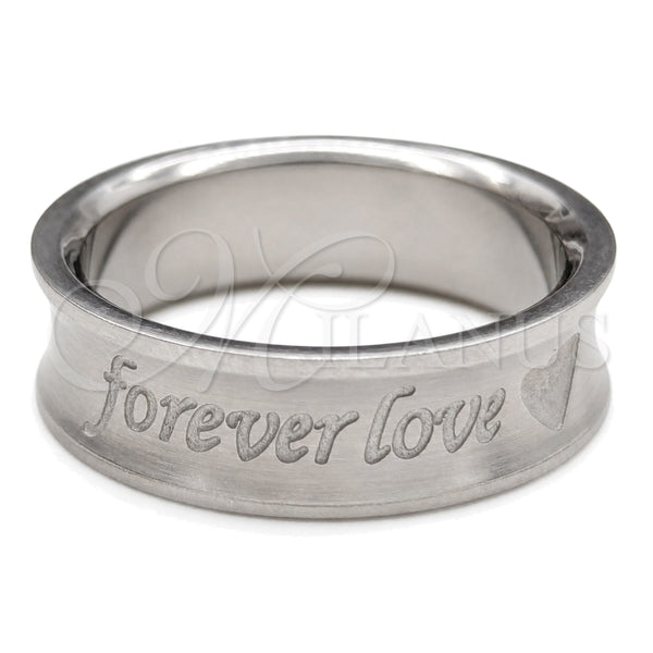 Stainless Steel Mens Ring, Love and Heart Design, Polished, Steel Finish, 01.63.0738.07 (Size 7)