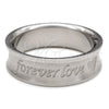 Stainless Steel Mens Ring, Love and Heart Design, Polished, Steel Finish, 01.63.0738.07 (Size 7)