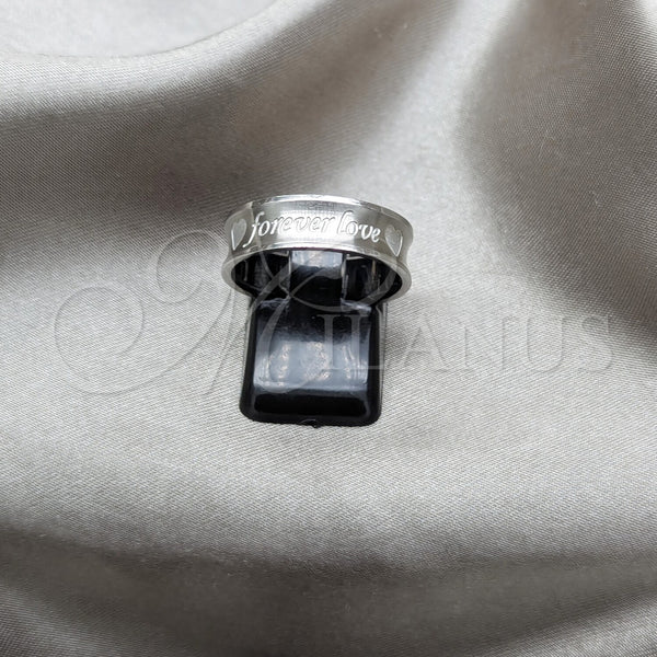 Stainless Steel Mens Ring, Love and Heart Design, Polished, Steel Finish, 01.63.0738.07 (Size 7)