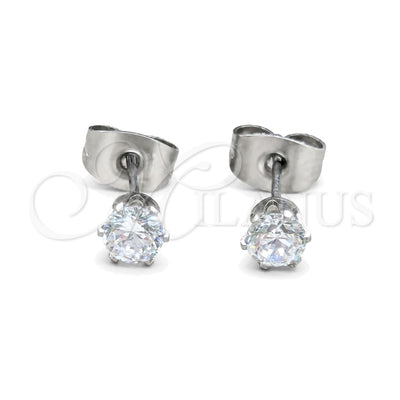 Stainless Steel Stud Earring, with White Cubic Zirconia, Matte Finish, Steel Finish, 02.63.2849 for wholesale, main product view