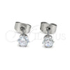 Stainless Steel Stud Earring, with White Cubic Zirconia, Matte Finish, Steel Finish, 02.63.2849