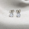 Stainless Steel Stud Earring, with White Cubic Zirconia, Matte Finish, Steel Finish, 02.63.2850