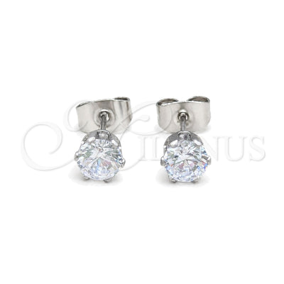 Stainless Steel Stud Earring, with White Cubic Zirconia, Matte Finish, Steel Finish, 02.63.2850 for wholesale, main product view