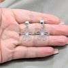 Stainless Steel Stud Earring, Flower Design, with White Crystal, Polished, Steel Finish, 02.63.2857
