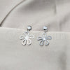 Stainless Steel Stud Earring, Flower Design, with White Crystal, Polished, Steel Finish, 02.63.2857