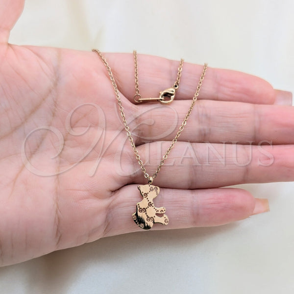 Stainless Steel Necklace — Pendant Necklace Teddy Bear Design Polished Rose 04.63. — alternate product view — SKU 161380 | Acero Inoxidable collar — Pendant Necklace Teddy Bear diseño pulido Rose 04.63. — SKU 161380