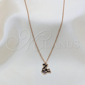 Stainless Steel Necklace — Pendant Necklace Teddy Bear Design Polished Rose 04.63. — main product view — SKU 161380 | Acero Inoxidable collar — Pendant Necklace Teddy Bear diseño pulido Rose 04.63. — SKU 161380