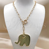 Oro Laminado Pendant Necklace, Gold Filled Style Elephant Design, Polished, Golden Finish, 04.63.1433.20 (Thickness, 20 Inches Length)