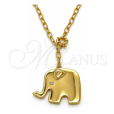 Oro Laminado Pendant Necklace, Gold Filled Style Elephant Design, Polished, Golden Finish, 04.63.1433.20 (Thickness, 20 Inches Length)