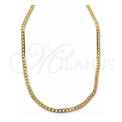 Oro Laminado Basic Necklace, Gold Filled Style Pave Cuban Design, Polished, Golden Finish, 04.32.0567.22 (04 MM Thickness, 22 Inches Length)