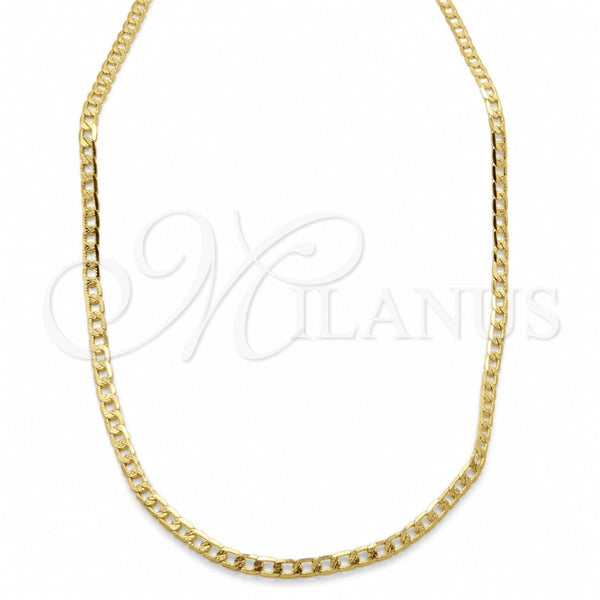 Oro Laminado Basic Necklace, Gold Filled Style Pave Cuban Design, Polished, Golden Finish, 04.32.0567.20 (04 MM Thickness, 20 Inches Length)