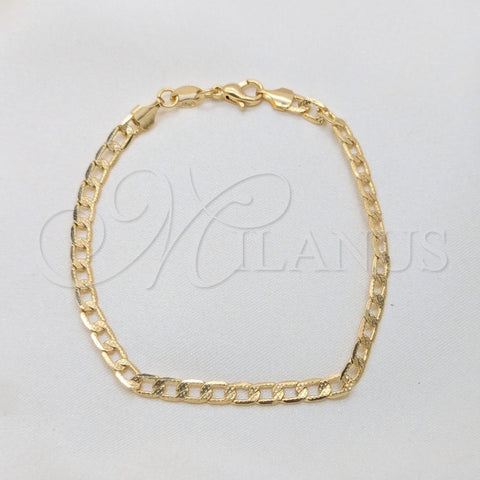 Oro Laminado Basic Necklace, Gold Filled Style Pave Cuban Design, Polished, Golden Finish, 04.32.0567.07