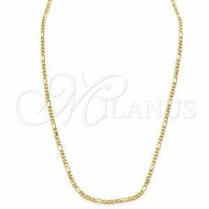 Oro Laminado Basic Necklace, Gold Filled Style Figaro Design, Polished, Golden Finish, 04.32.0568.20 (Thickness, 20 Inches Length)