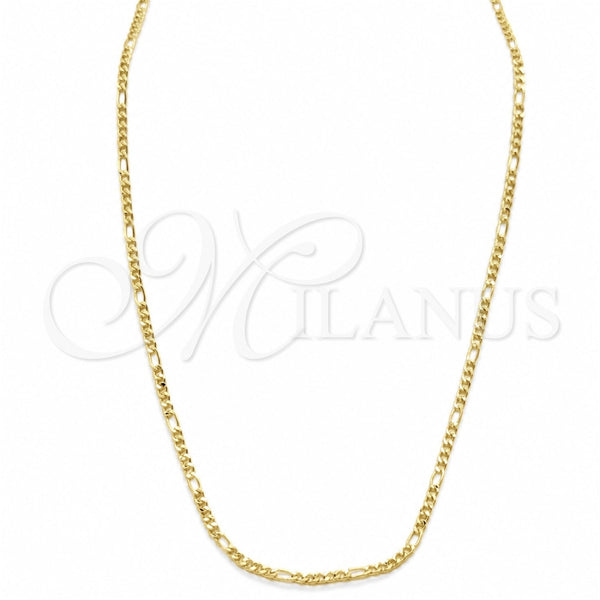 Oro Laminado Basic Necklace, Gold Filled Style Figaro Design, Polished, Golden Finish, 04.32.0568.20 (Thickness, 20 Inches Length)